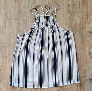 Pink Rose women's tank top. Blue striped. Size S